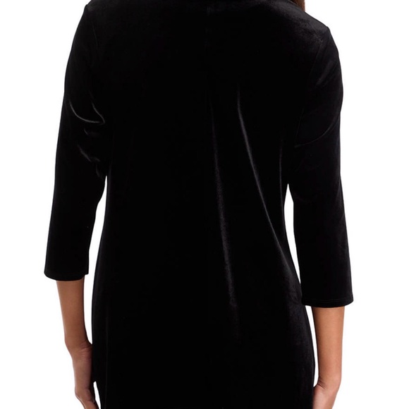 NWT Kim Rogers Women's Knit Velvet Shark Bite Cowl Neck Top-True Black-L - Picture 4 of 8